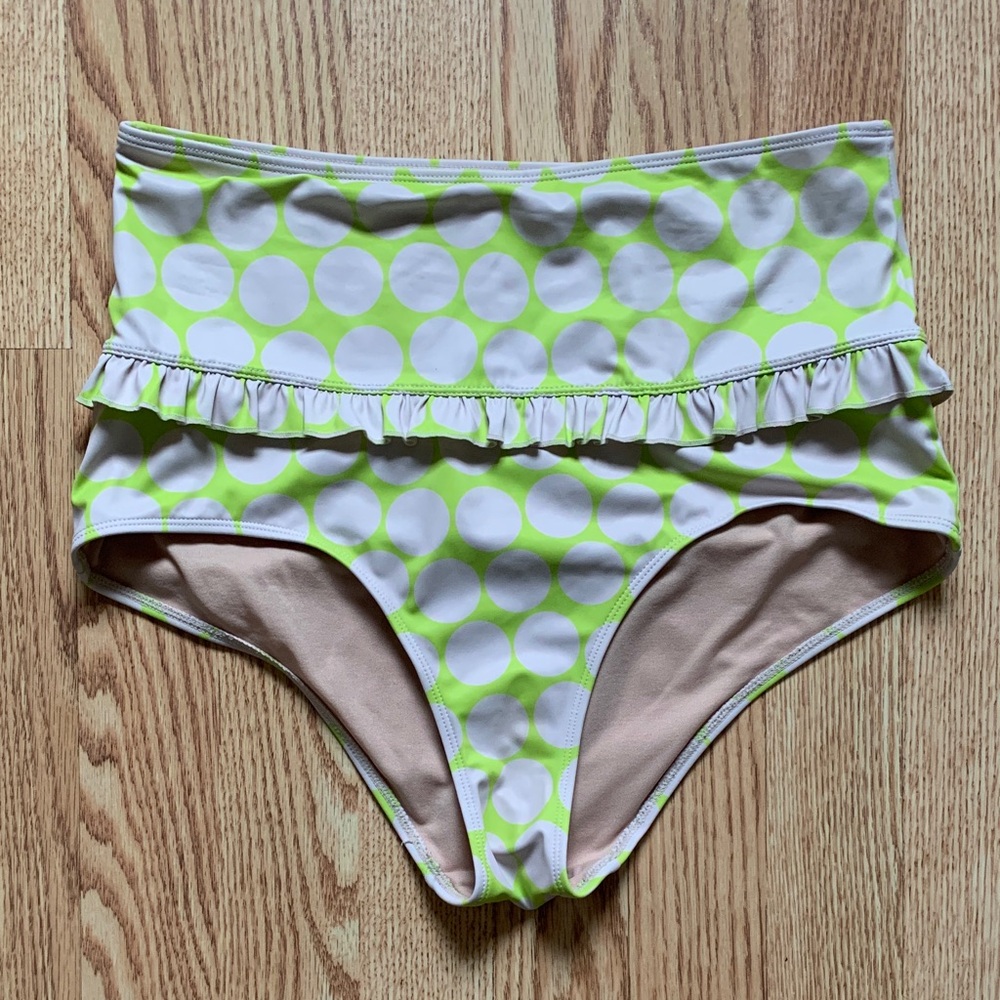 Kortni Jeane Lime Dots Ruffled Swim Bottoms